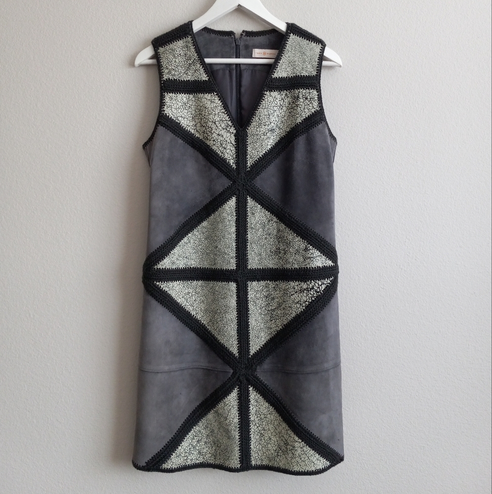 Tory Burch Patchwork Suede Leather Sleeveless Dre… - image 6